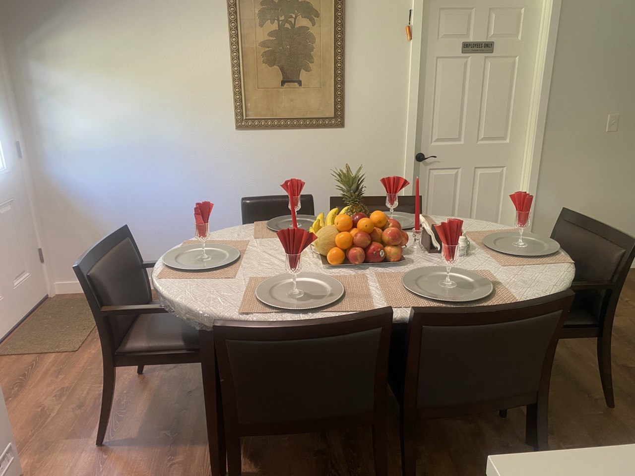 Beautifully set family dining table
